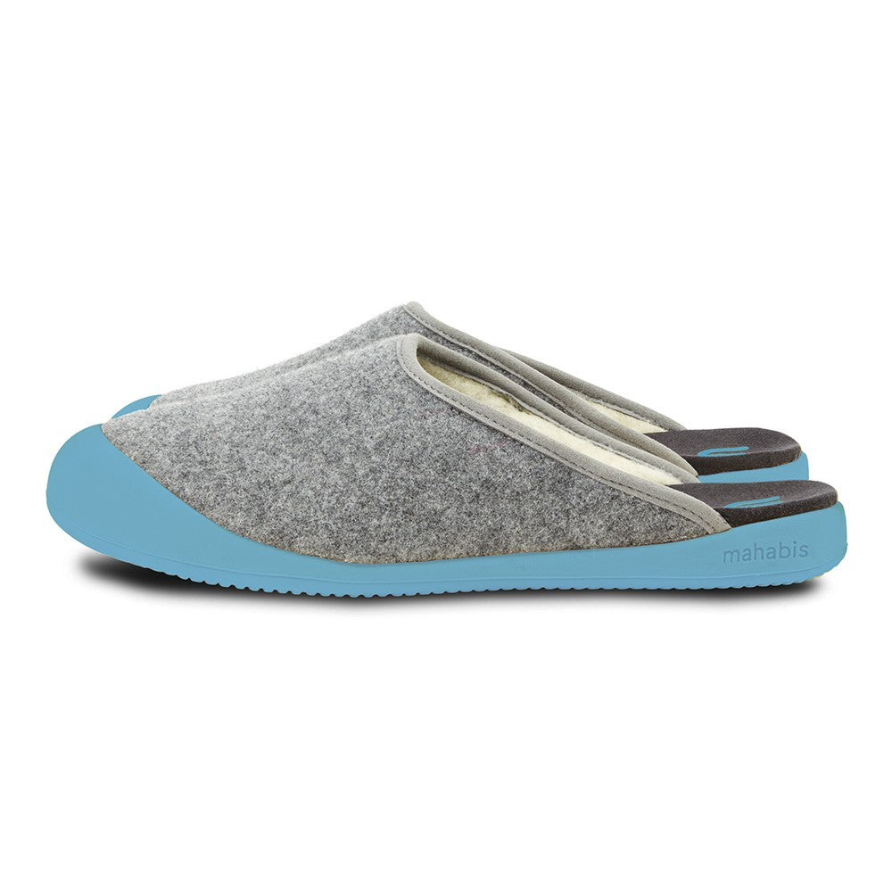 mahabis curve mule in larvik light grey x palawan blue